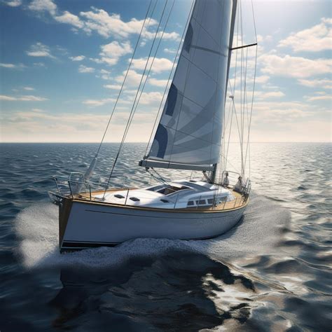 Premium AI Image A Sailboat With A White Sail And A Blue Sail On The