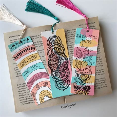 3 Bookmarks Kit Hand Drawing Bookmarks Cute Bookmarks Etsy Creative