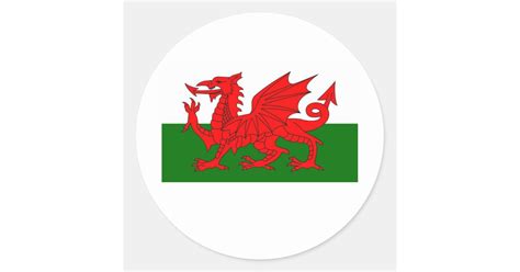 welsh flag classic round sticker | Zazzle.co.uk