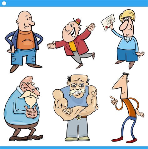 Cartoon Funny Men Comic Characters Set 12615185 Vector Art At Vecteezy