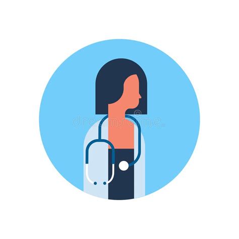 Medical Doctor Profile Icon Female Portrait Flat Stock Illustrations