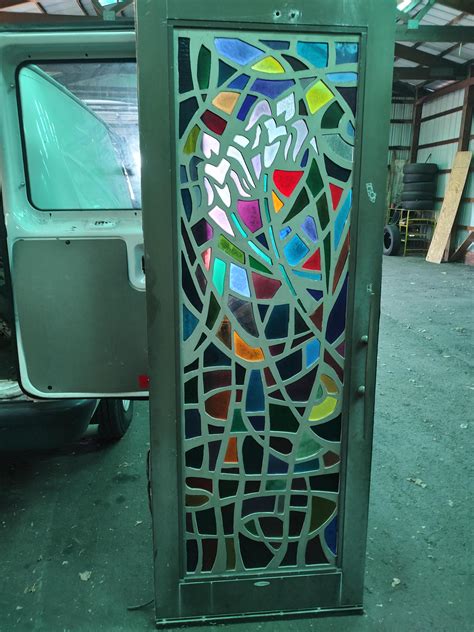 10 Mid Century Modern Architectural Abstract Stained Glass Paneled Doors C1965 For Sale At 1stdibs