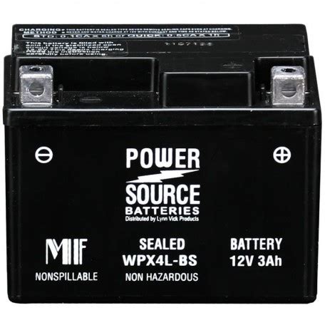 Power Source WPX4L BS Sealed AGM Motorcycle Battery Replaces YTX4L BS