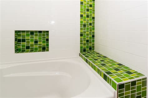 Green Glass Mosaic Tile Bathroom Contemporary Bathroom Vancouver