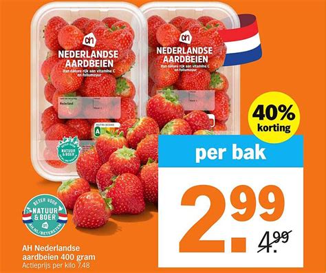 Ah Nederlandse Aardbeien 400 Gram Aanbieding Bij Albert Heijn 1Folders Nl