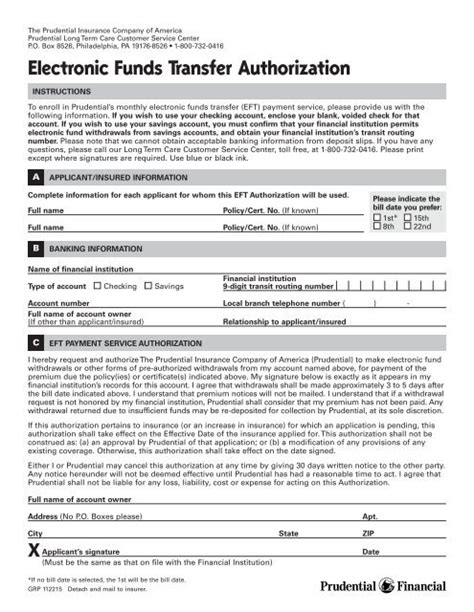 Electronic Funds Transfer Authorization Instant Benefits Network