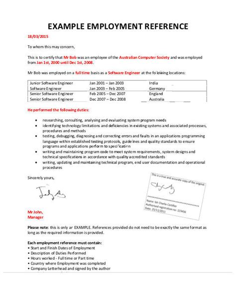 Acs Employment Reference Letter Sample Job Letter