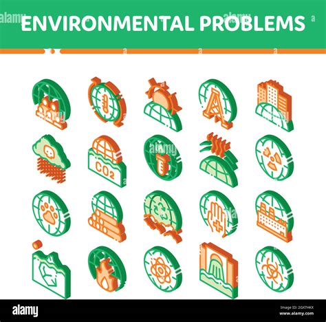 Environmental Problems Vector Isometric Icons Set Stock Vector Image