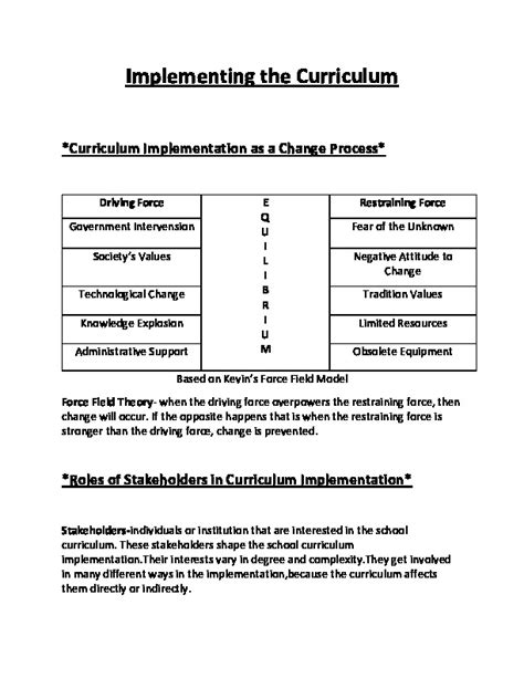 Implementing The Curriculum Curriculum Implementation As A Change