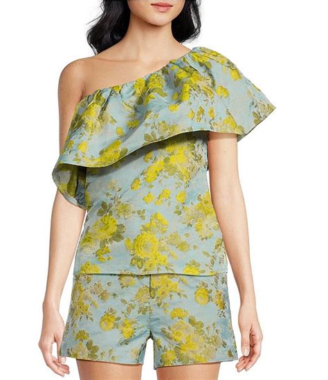 Abbey Glass Clementine Floral Ruffle One Shoulder Coordinating Top