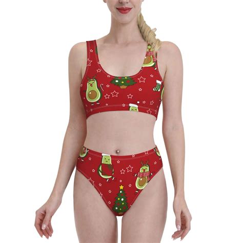 Lukts Women High Waisted Bikini Set Avocado Christmas Swimsuit 2 Piece