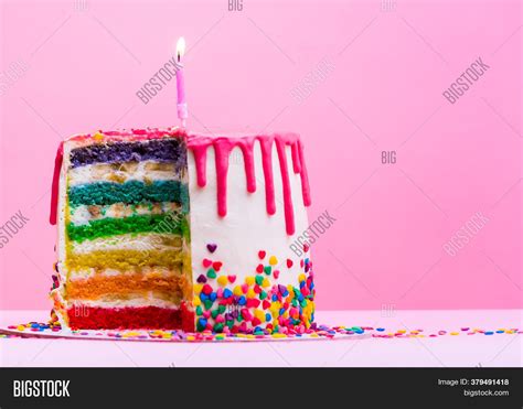 Big Cake One Candle Image And Photo Free Trial Bigstock