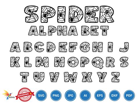 Spider Alphabet Svg Spider Font Svg Spider Svg Spider Web Etsy