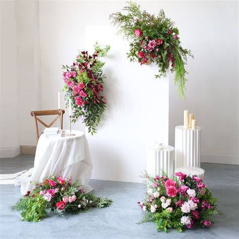 Fuchsia Floral Arch Arrangement Wedding Archway Flower Corner Swag