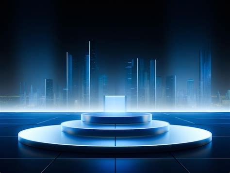 Premium Photo Modern Tech Conference Stage With An Empty Podium