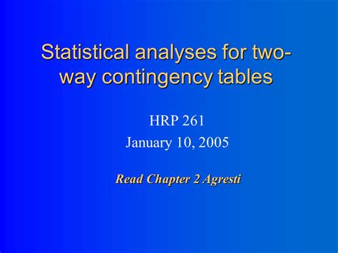 Statistical Analyses For Two Way Contingency Tables Hrp January