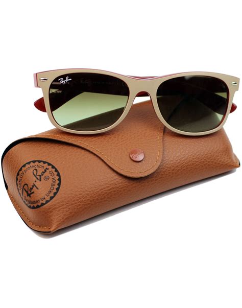 Ray Ban New Wayfarer Retro Mod Sunglasses In Beigered 2 Tone