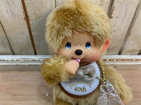 ★モンチッチ 40周年記念 鍵付きゴールドモンチッチ 男の子 Monchhichi Sekiguchi Sサイズ19cm 保管品 レトロ