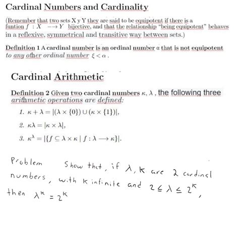 Solved Cardinal Numbers and Cardinality(Remember that two | Chegg.com