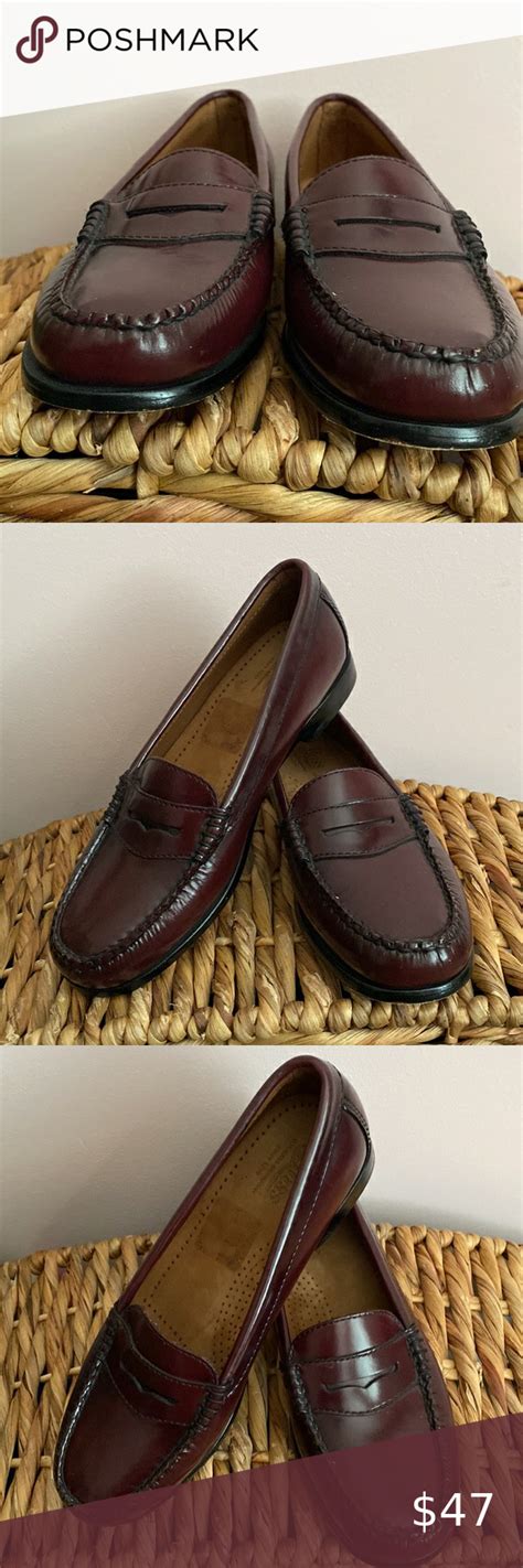 G H Bass Weejuns Penny Loafers Burgundy Oxblood Leather Slip On Womens