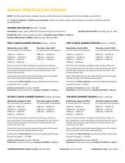 Summer Final Exam Schedule Dates Times And Guidelines Course Hero