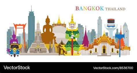 Bangkok thailand and landmarks Royalty Free Vector Image