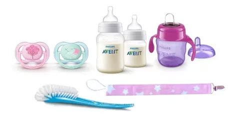 Set Recien Nacido Avent Mamadera Chup Cep Vaso Nena Pink Env O Gratis