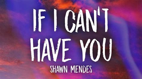 Shawn Mendes If I Cant Have You Lyrics Youtube Music