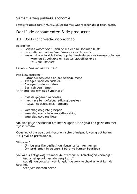 Samenvatting Publieke Economie Samenvatting Publieke Economie Studocu