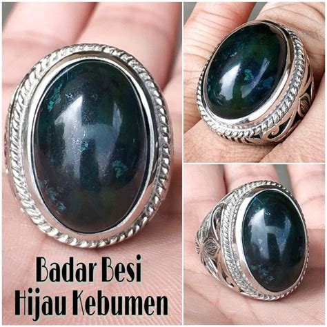 Jual Cincin Batu Akik Natural Badar Besi Hijau Kebumen Nempel Magnet