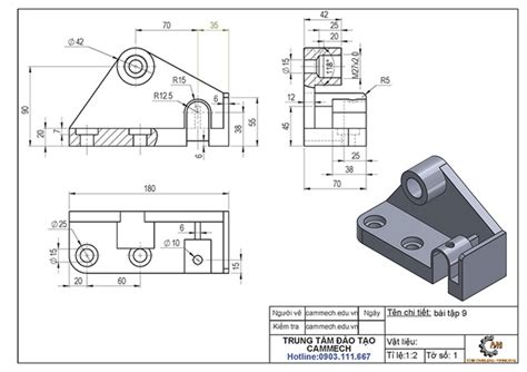 Tập hợp Bài tập vẽ 3d Solidworks pdf chuẩn và đầy đủ