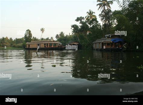 Houseboats Keralan Backwaters India Stock Photo Alamy