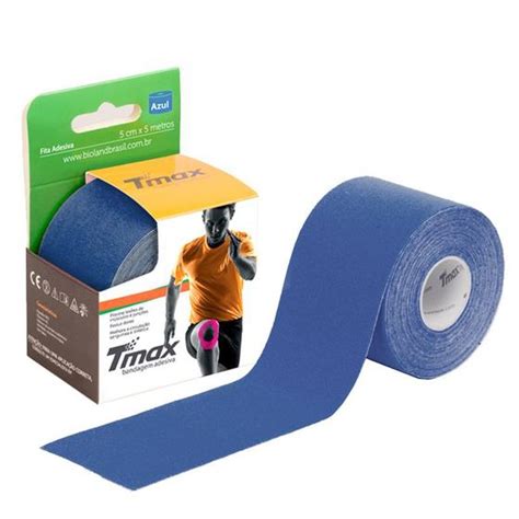 Kit Bandagem Kinesio El Stica Funcional Adesiva Tmax Azul Marinho