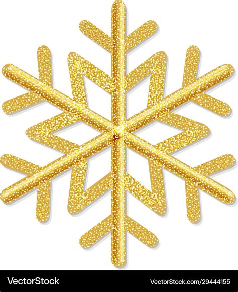 Golden Snowflake Isolated White Background Vector Image