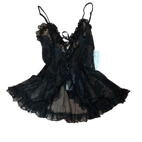 VTG BLACK TWO PIECE LINGERIE SET Vintage Black Depop