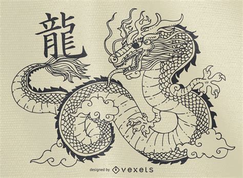 Chinese Dragon Illustration Outline Vector Download