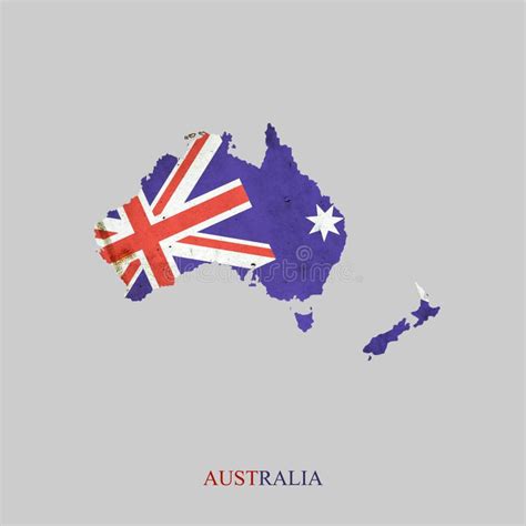 Bandera De Australia En Forma De Mapa De Australia Aislado Stock De