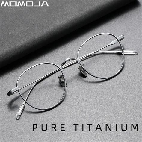 Momoja Fashion Business Eyewear Round Retro Pure Titanium Culos De