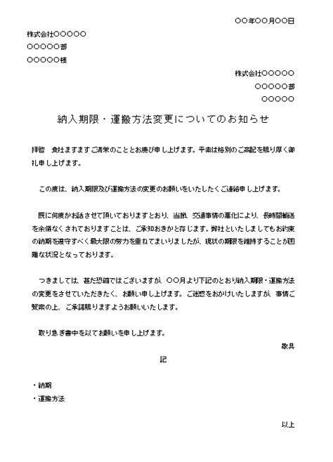 ビジネス文書の書き方 取引条件変更の通知