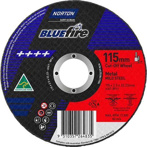 Norton Metal Cut Off Disc 115mm X 25mm X 22mm Supercheap Auto New