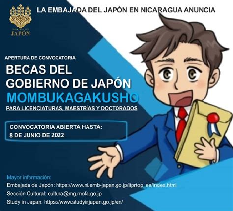 Becas del Gobierno de Japón 2023 Monbukagakusho Embajada del Japón