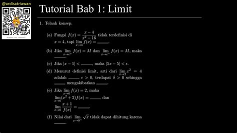 Tutorial Bab 1 Limit 1 A F Telaah Konsep Bagian 1 Matematika