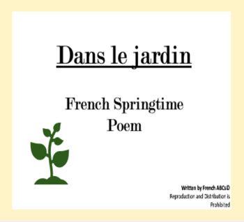 Dans Le Jardin French Springtime Poem Po Me Pour Le Printemps