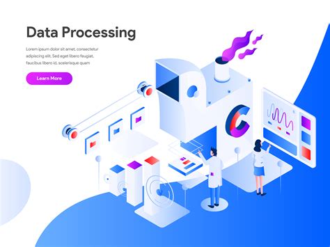 Data Processing Isometric Illustration Concept Modern Flat Design