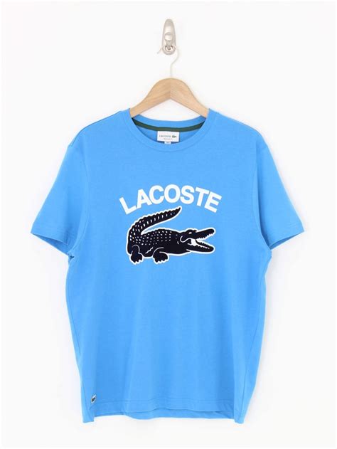 Lacoste Flock Croc Graphic Tshirt In Blue Light Northern Threads