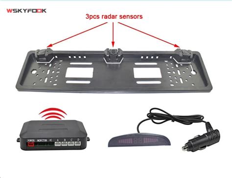 Wireless Parking Sensor Kit Auto European License Plate Frame Sensor Radar System with Color ...