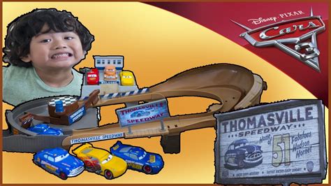 Cars 3 Movie Fabulous Hudson Hornet Thomasville Racing Speedway Playset Youtube