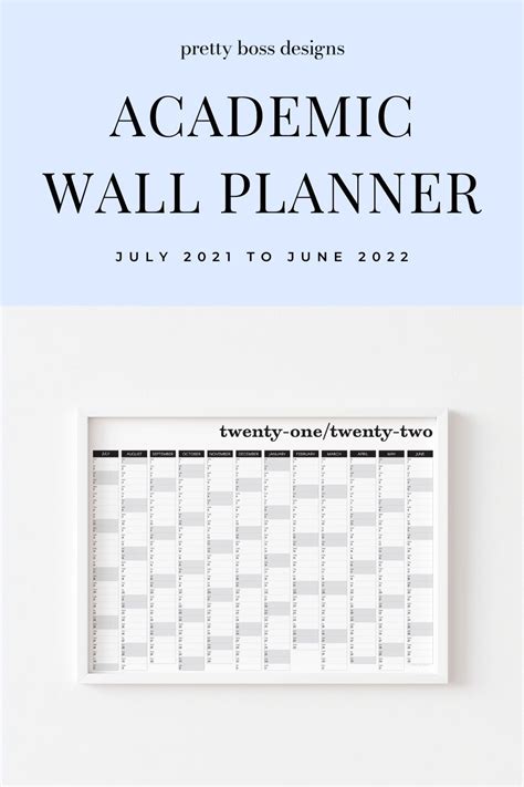 Large Academic Wall Planner Printable Wall Planner Planner