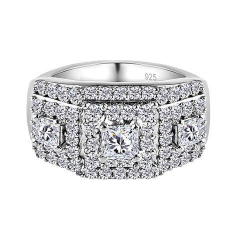 Moissanite Ring In Platinum Overlay Sterling Silver 176 Ct 7190019