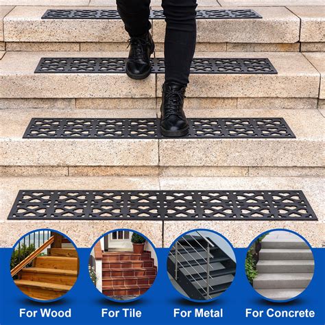 Snapklik.com : Spurtar Rubber Stair Treads Non Slip Outdoor 35"x10"
